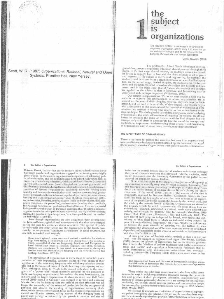 Scott 1 - The Subject Is Organizations | PDF