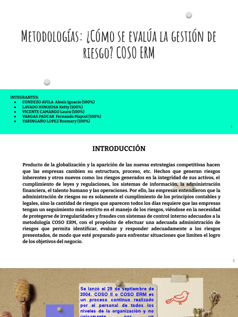 Coso Erm | PDF | Riesgo | Gestión de riesgos