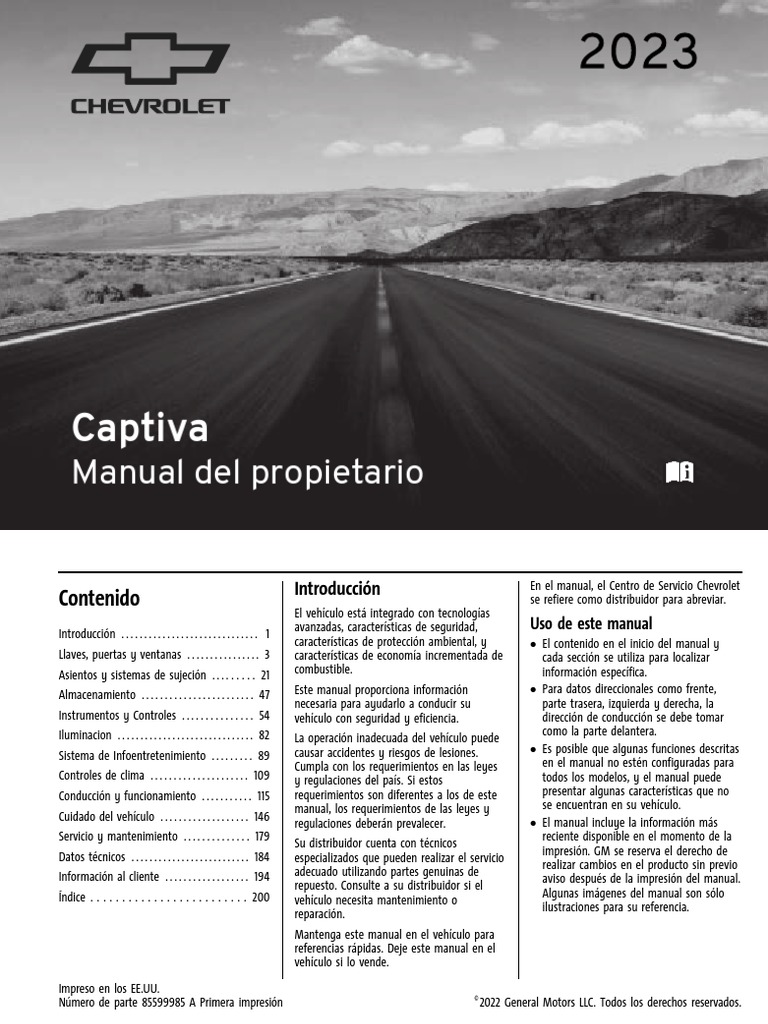 Manual De Usuario Original Para Chevrolet Captiva 2013 - Guía Del Propietario En Papel, Completo Y De Referencia