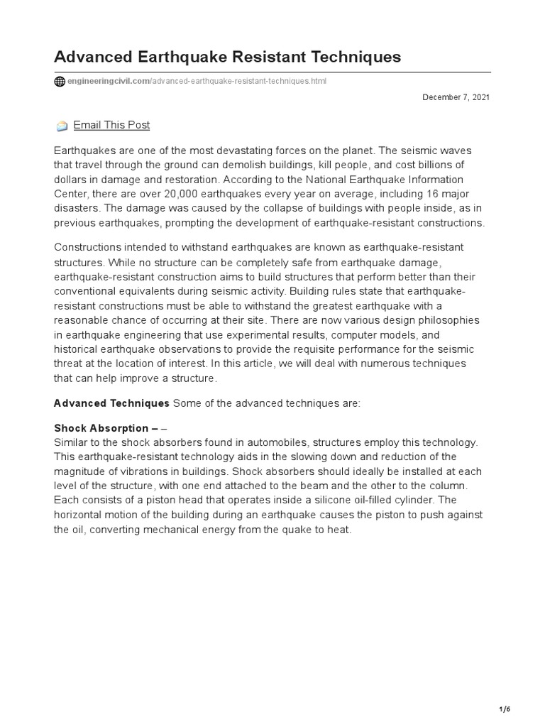 Advanced Earthquake Resistance Techniques | PDF | Earthquake ...