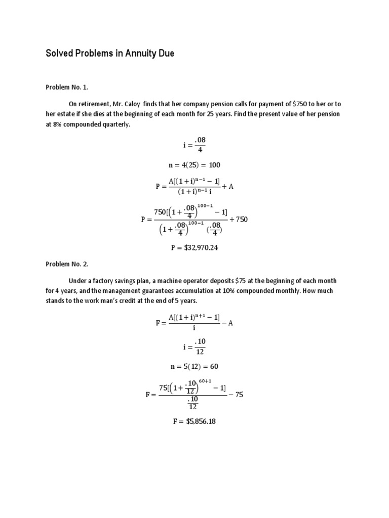 Handout 8 2 solved problems in annuity due pdf interest loans