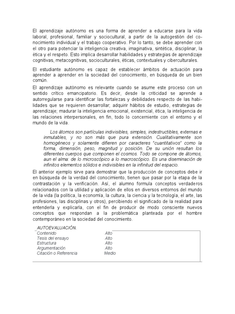 El Aprendizaje Autónomo Es Una Forma de Aprender A Educarse para La ...