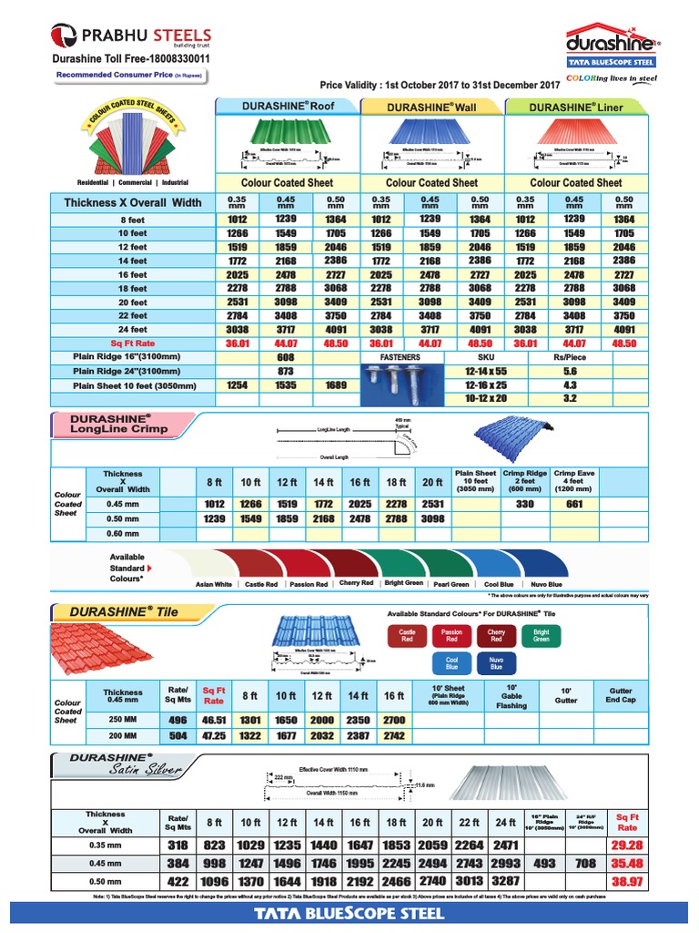 Tata Durashine Products Price List | PDF | Building Engineering