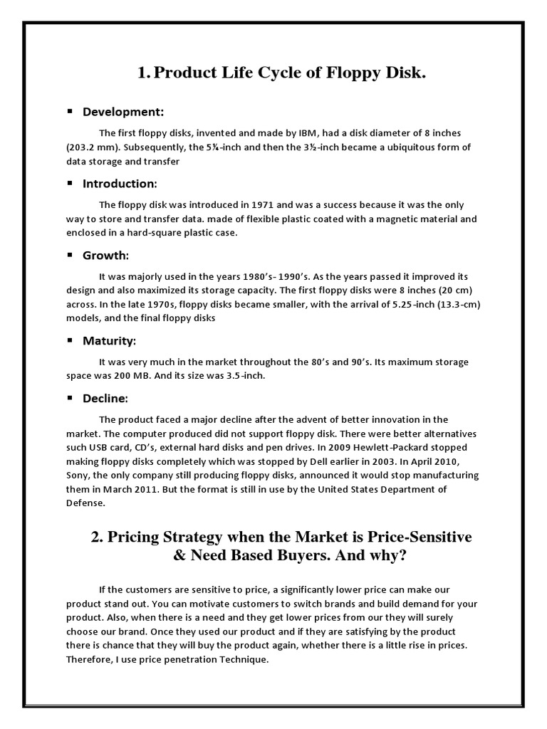 Product Life Cycle of Floppy Disk PDF