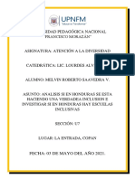 Analisis de Inclusion e Investigacion Sobre Escuelas Especiales en Honduras. Melvin Saavedra