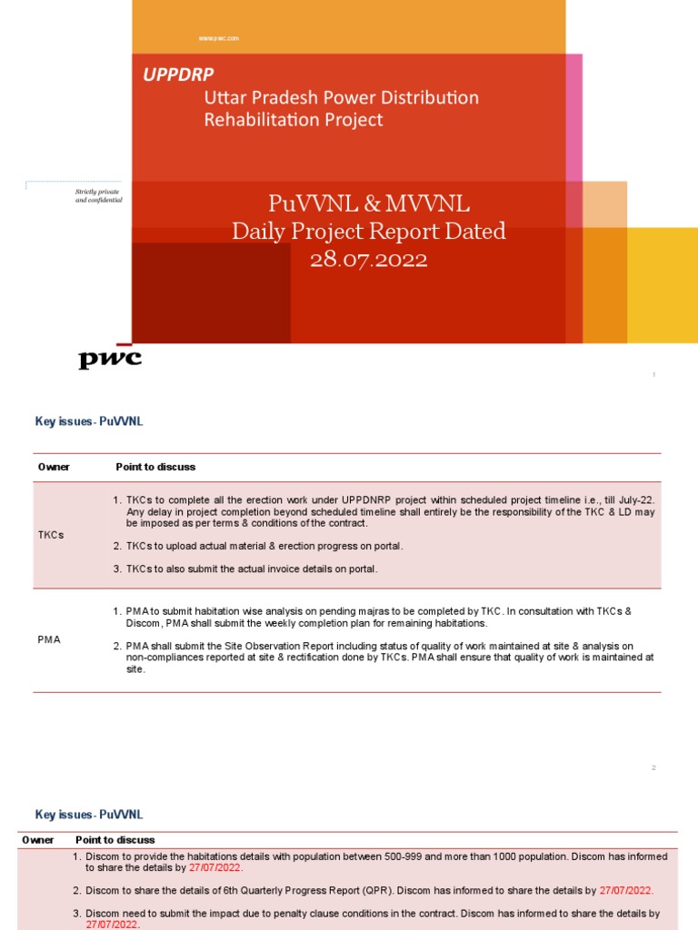ADB Progress PuVVNL MVVNL 28 07 2022 Download Free PDF Audit