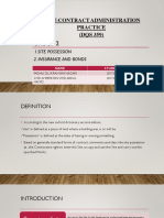 2 Site Possession - Insurance & Bonds