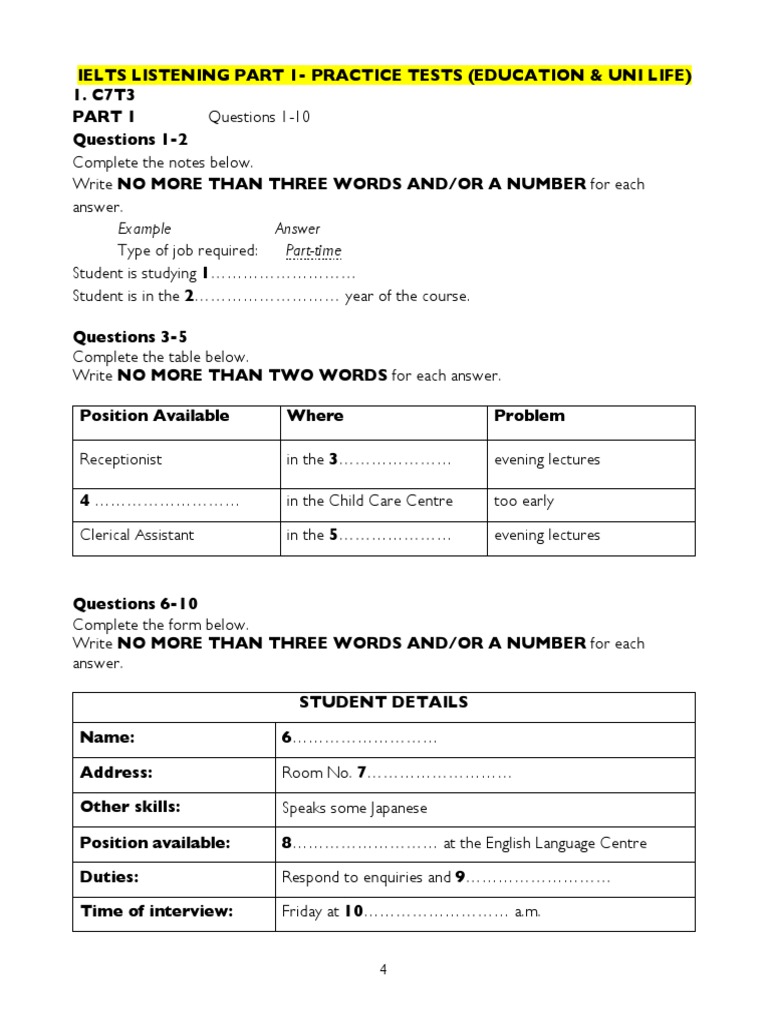 Ielts Part 1 - Education and Uni Life | PDF | International English ...