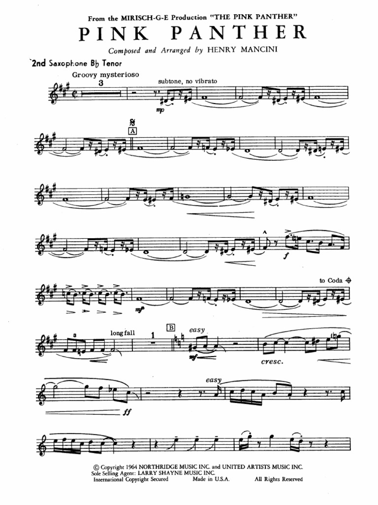 Pink Panther Sax Tenor 2 Pdf