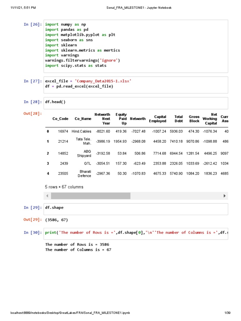 FRA MILESTONE1 Jupyter Notebook PDF | PDF | Book Value | Revenue