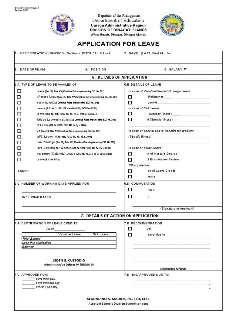 Government Employee Leave Application Form | PDF | Sick Leave ...