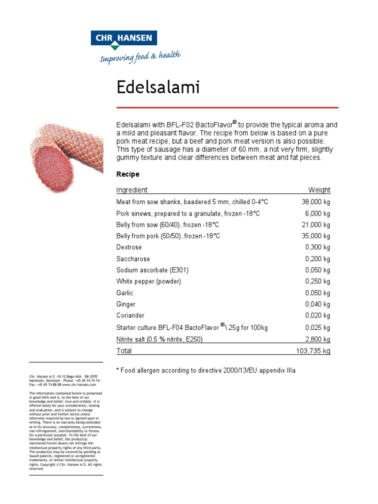 Christian Hansen Compiled Sausage Recipes PDF