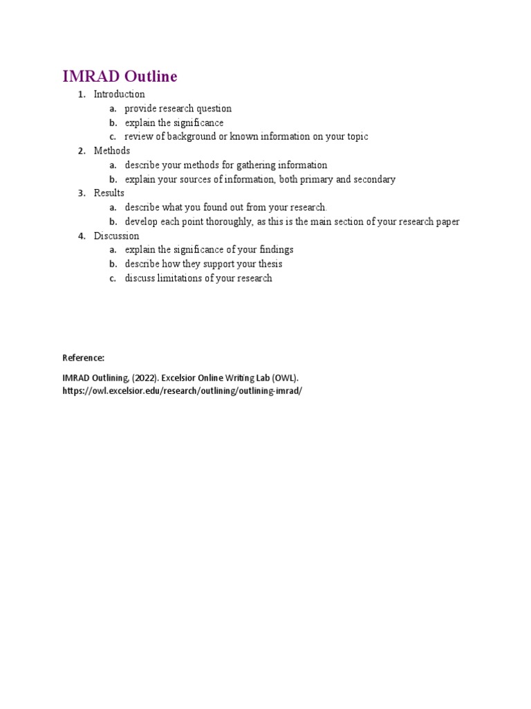 IMRAD Research Outline | PDF
