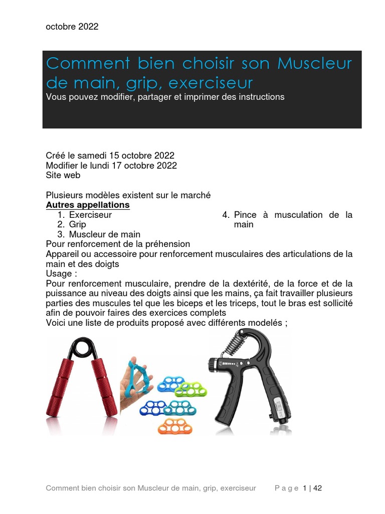 Comment Bien Choisir Son Muscleur de Main, Grip, Exerciseur, PDF, Musculation