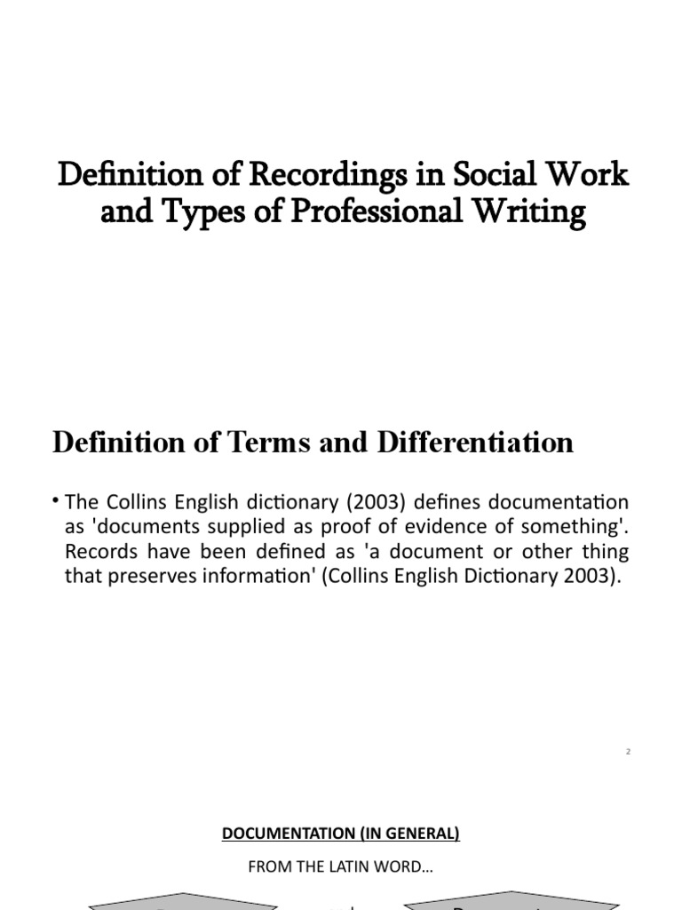 Def. of Recordings in SW and Types of Professional Writing PDF