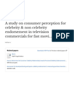 A Study On Consumer Perception For Celebrity & Non Celebrity Endorsement in Television Commercials For Fast Movi..