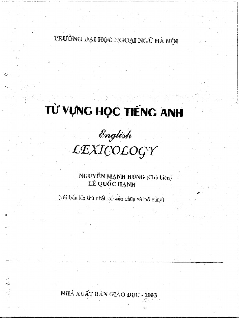 TỪ VỰNG HỌC TIENG ANH | PDF