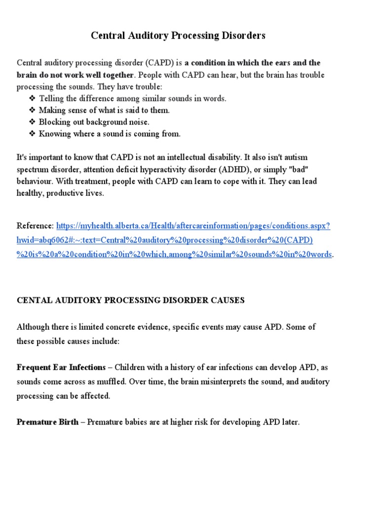 Assessment And Management Of Central Auditory Processing Disorders In The Educational Setting