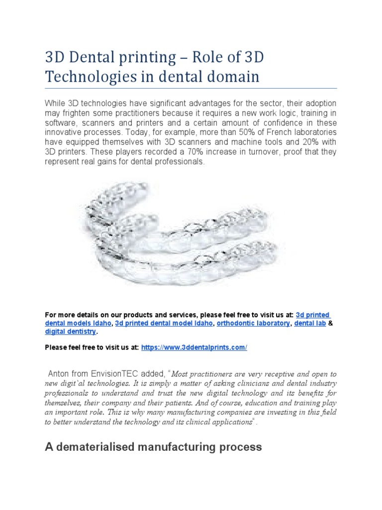 3D Dental Printing - Role of 3D Technologies in Dental Domain | PDF ...