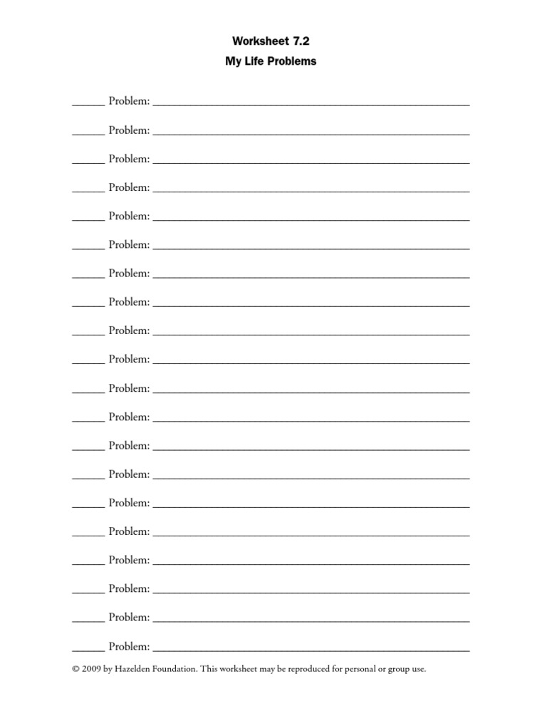 My Life Problems Worksheet | PDF