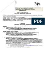 Publicación de Actas, Revisión y Reclamacion Septiembre 2022 - Con Horas y Aulas - Con Salida