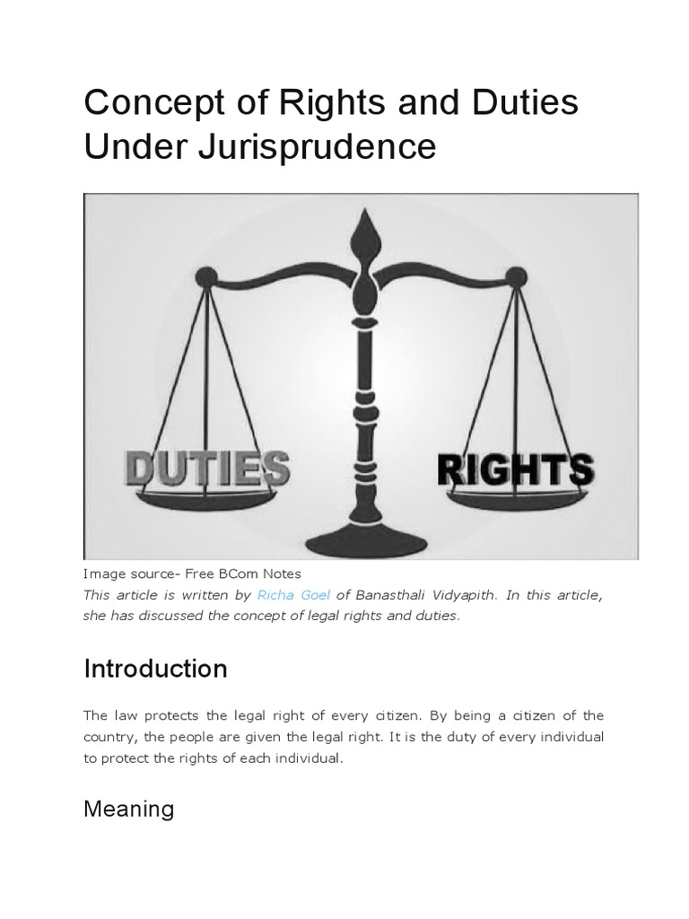 Legal Rights and Duties in Jurisprudence | PDF | Equity (Law) | Rights
