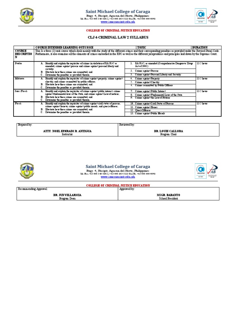 saint-michael-college-of-caraga-clj-4-criminal-law-2-syllabus-pdf