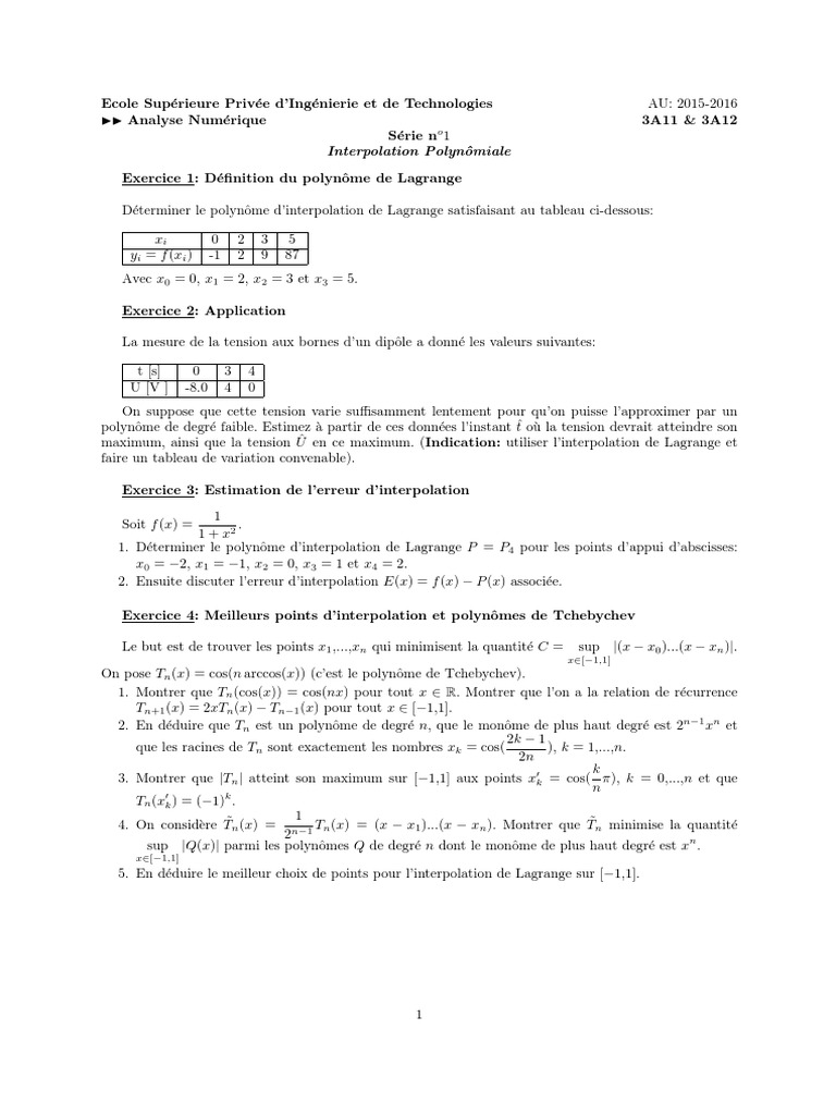 Interpolation de Lagrange et Erreurs | PDF | Interpolation | Sciences ...