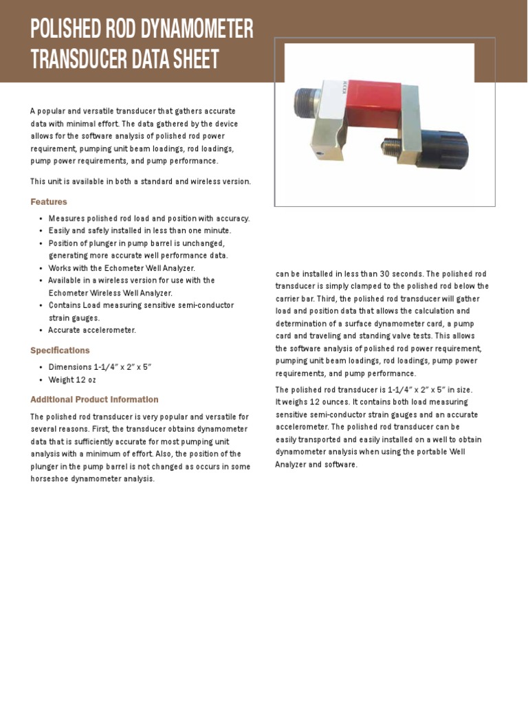 Polished Rod Transducer Overview | PDF | Pump | Applied And ...