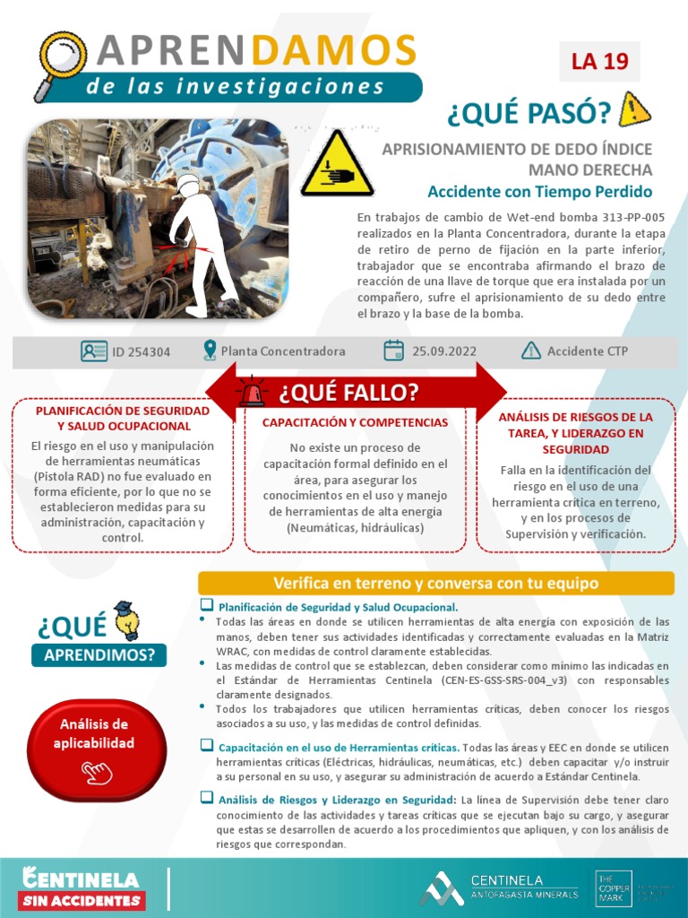 LA 19 CTP Aprisionamiento Dedo Indice Mano Derecha (Rev 1) | PDF ...