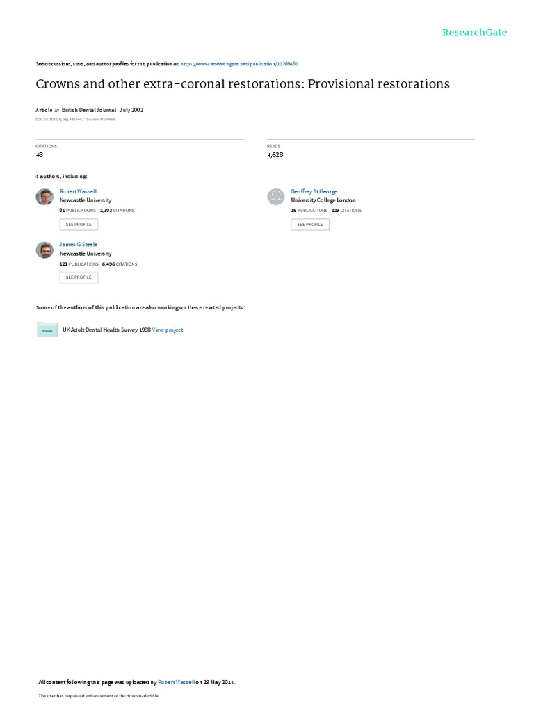 Provisional Restorations PDF Periodontology Dentistry