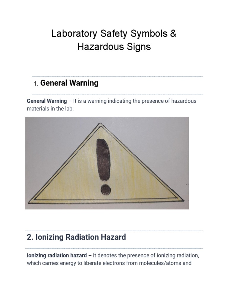 Laboratory Safety Symbols & Hazardous Signs PDF
