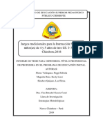 Juegos Tradicionales para La Interacción Social en Niños (As) de 4 y 5 Años de tres-I.E. I-Nuevo Chimbote, 2018