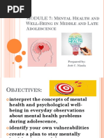 MODULE 7 Mental Health and Well Being in Middle and Late Adolescence