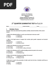 Summative Test-TLE 9 (Q2)