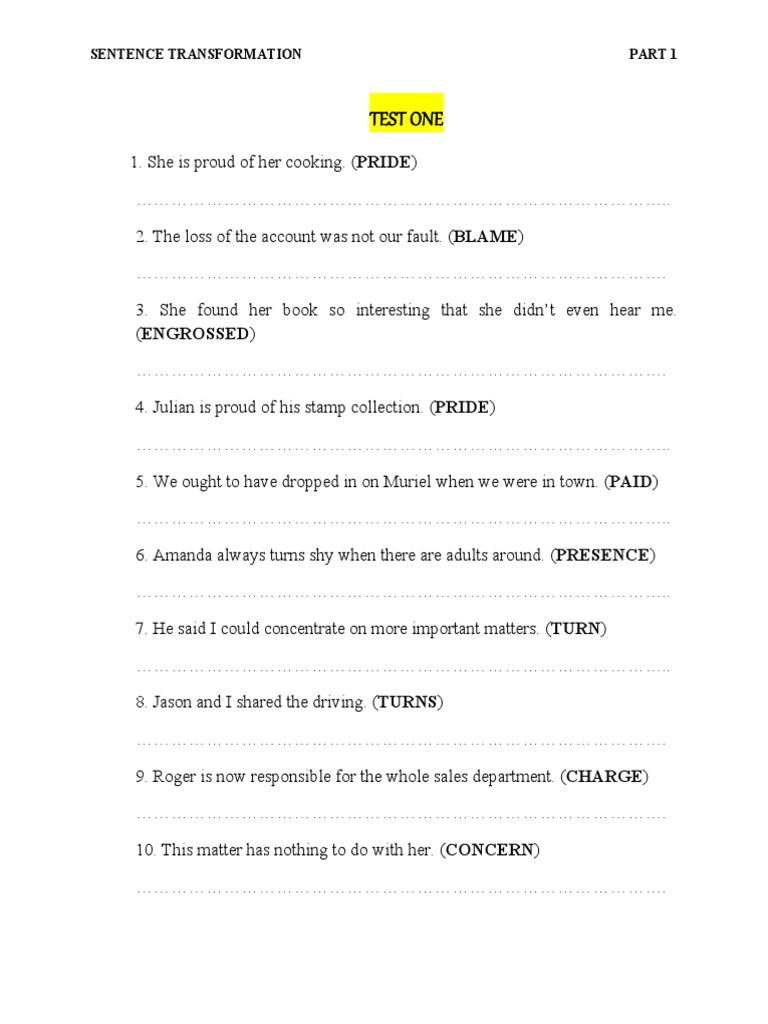 Sentence Transformation Exercises | PDF | Games & Activities | Young Adult