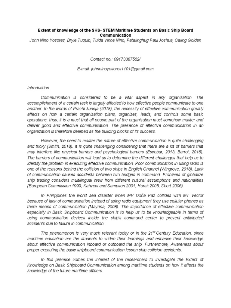 Maritime Students' Knowledge on Shipboard Communication | PDF ...