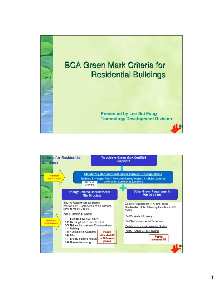 Brief Note BCA Green Mark Criteria For Residential Building PDF