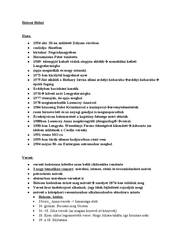 Balassi Teljes | PDF