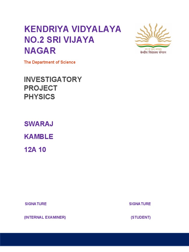 Physics Investigatory Project on Refraction | PDF | Refraction ...
