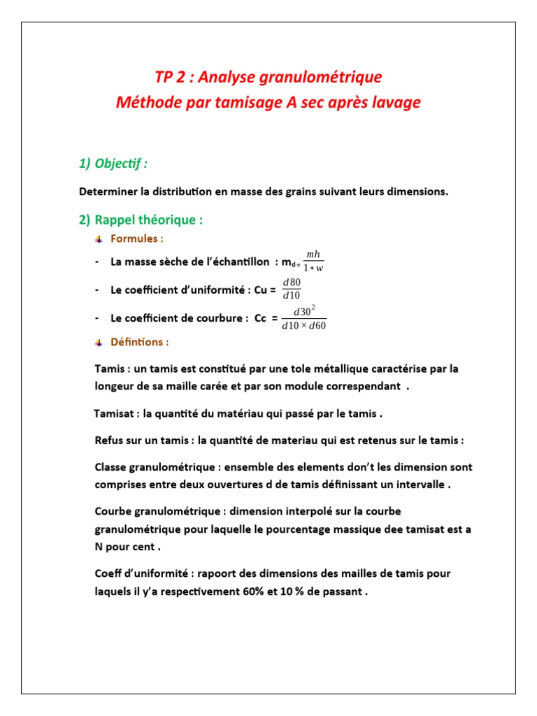 Analyse de l'uniformité granulométrique | PDF | La nature | Sciences ...