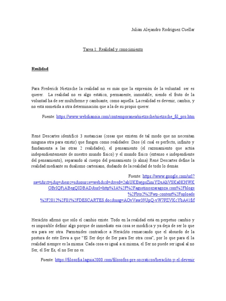 Realidad y Conocimiento Tarea 1 Fundamentos de La Investigacion | PDF ...