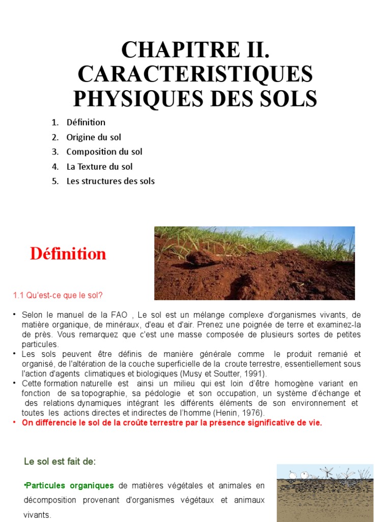 Caractéristiques physiques des sols | PDF | Sol (pédologie) | Alluvion