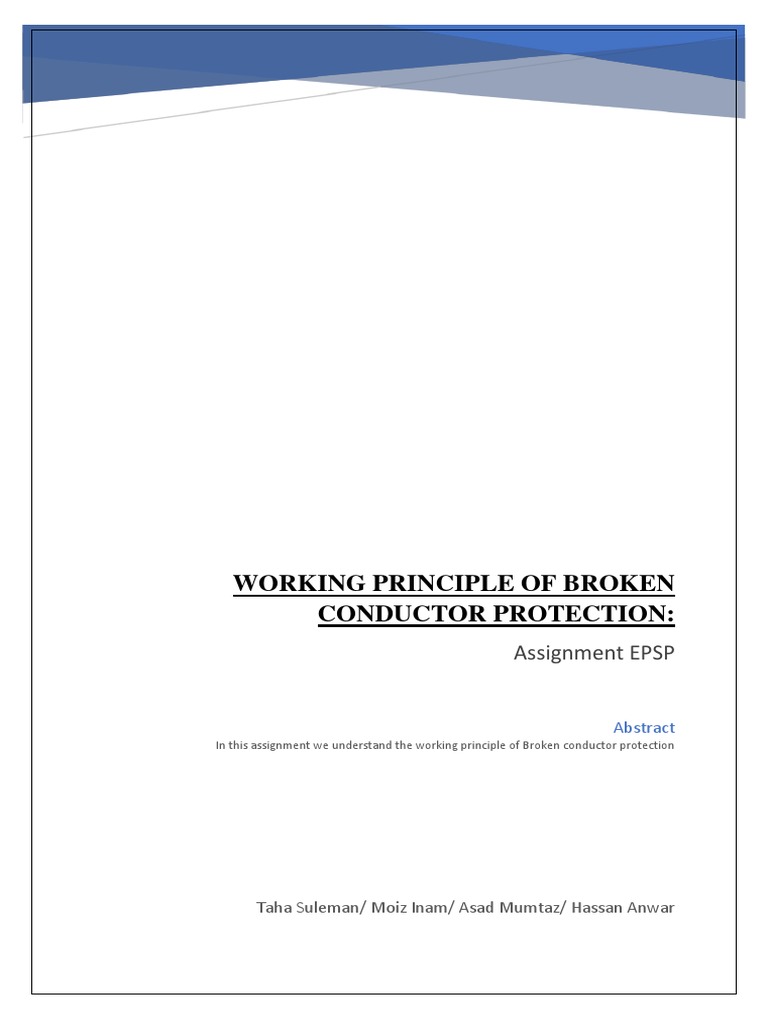 Broken Conductor Protection PDF Electrical Impedance Electric Current
