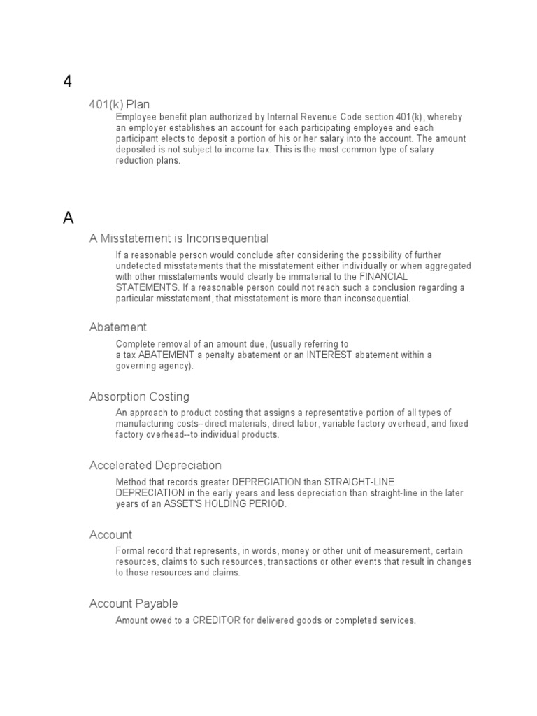 Accounting Terms and Definitions | PDF | Financial Audit | Accounting
