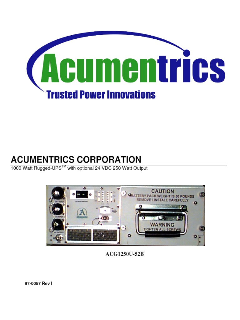 ACUMENTRICS CORPORATION - Manualzz | PDF