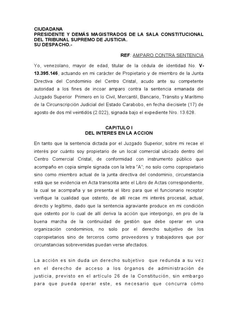 Amparo Contra Sentencia | PDF | Ley procesal | Mandato