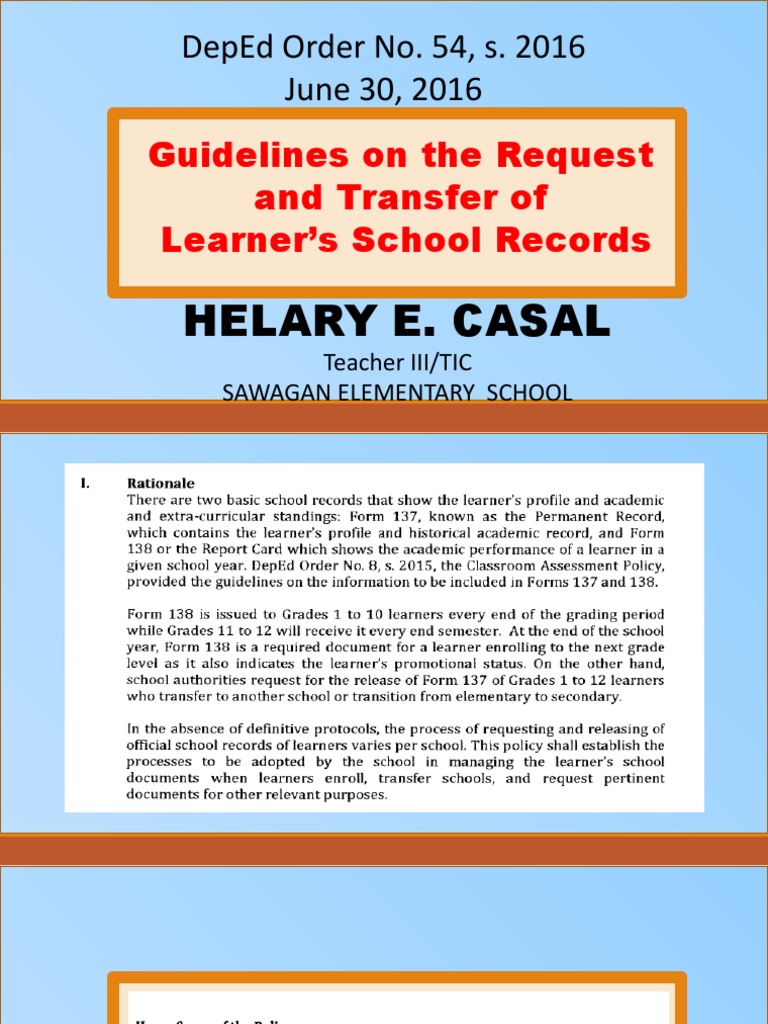 Guidelines for Transferring School Records | PDF
