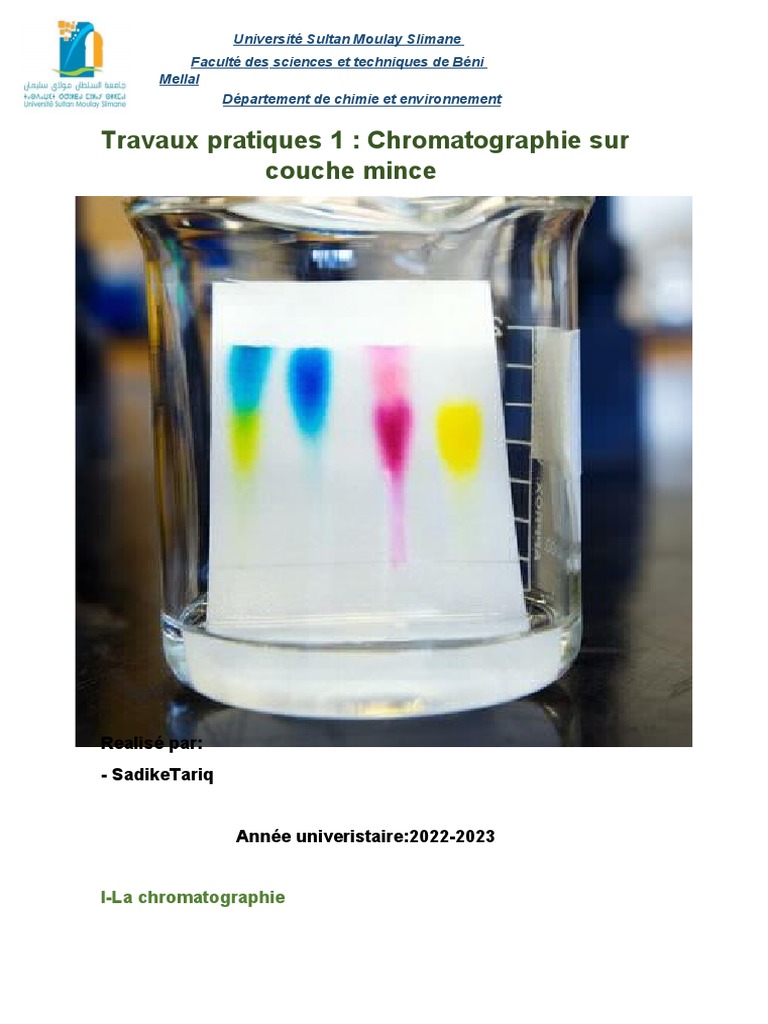 Introduction à la chromatographie CCM PDF Chromatographie — free download
