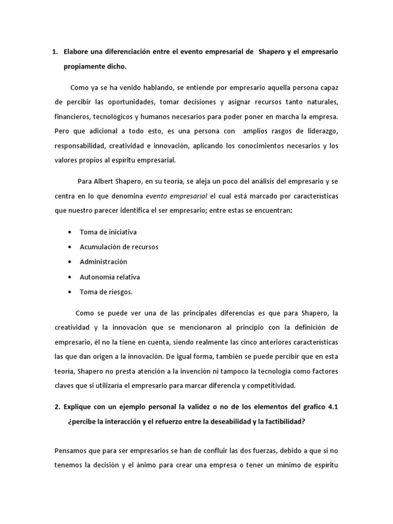 Diferencias Shapero-Empresario | PDF | Motivación | Motivacional